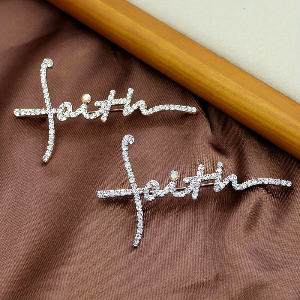 Stylish Faith Rhinestone Brooch - Versatile Zinc Alloy Lapel Pin for Men | Perfect Fashion Accessory & Gift