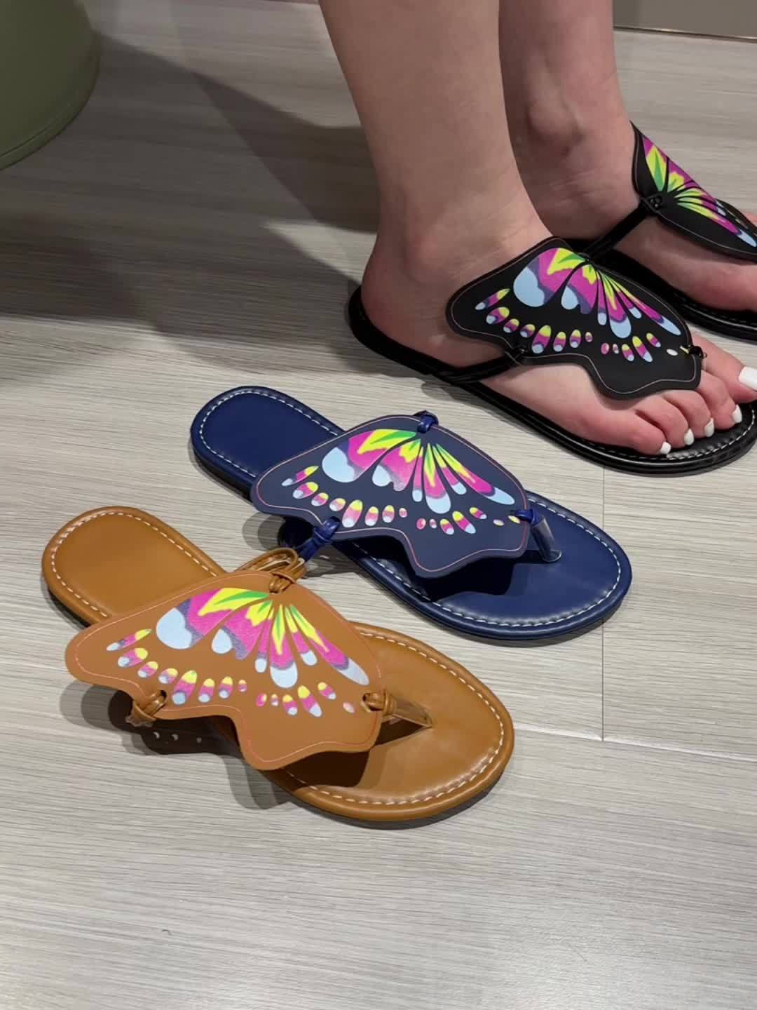 Summer Beach Butterfly Flats: Chic Animal Print Slip-On Thong Sandals, Soft Sole Lightweight Casual Slide Shoes for All-Season Comfort