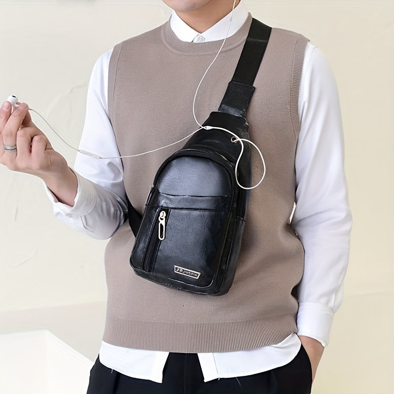 Versatile Casual Men's Sports Crossbody Bag - Large Capacity, Earphone Hole, Secure Zipper for Everyday & Active Use