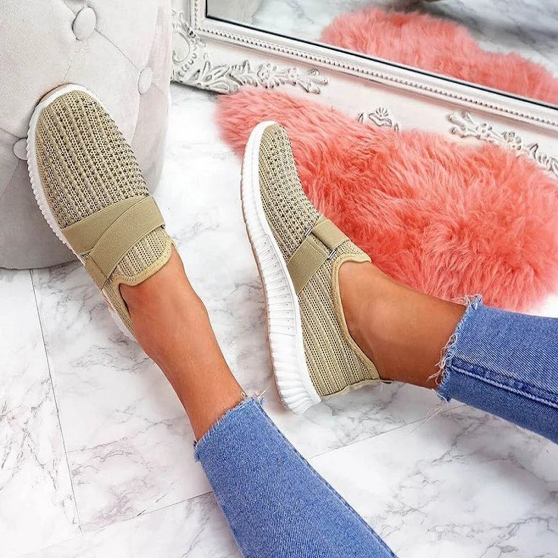 Women Shoes 2022 Summer Fly Weave Rhinestone Flats Shoes Women Fashion Plus Size Sneakers Women Platform Casual Sport Shoes