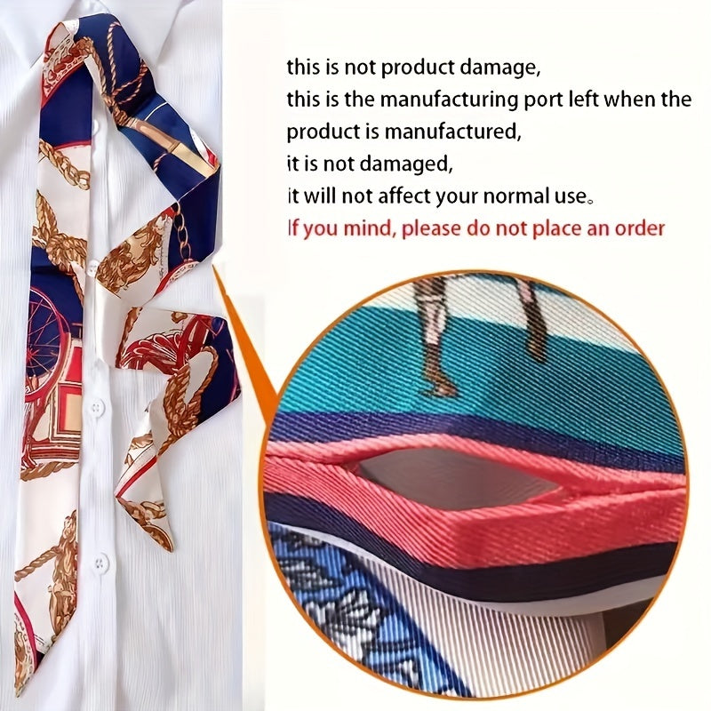 Simulated Silk Skinny Scarf Elegant Slender Neckerchief Personalized Decoration Bag Ribbon Scarf For Women